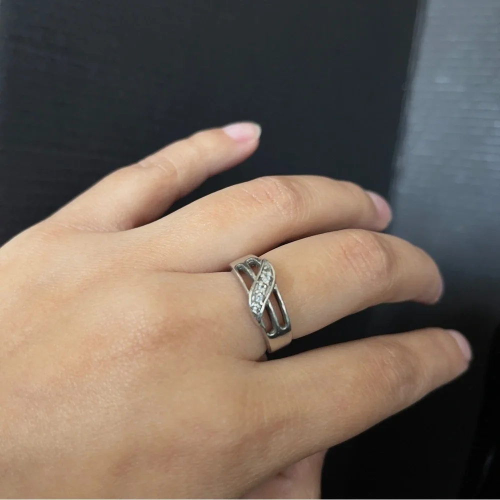 Sterling Silver Cz Bypass Size 6 Ring Signed 925 Tested